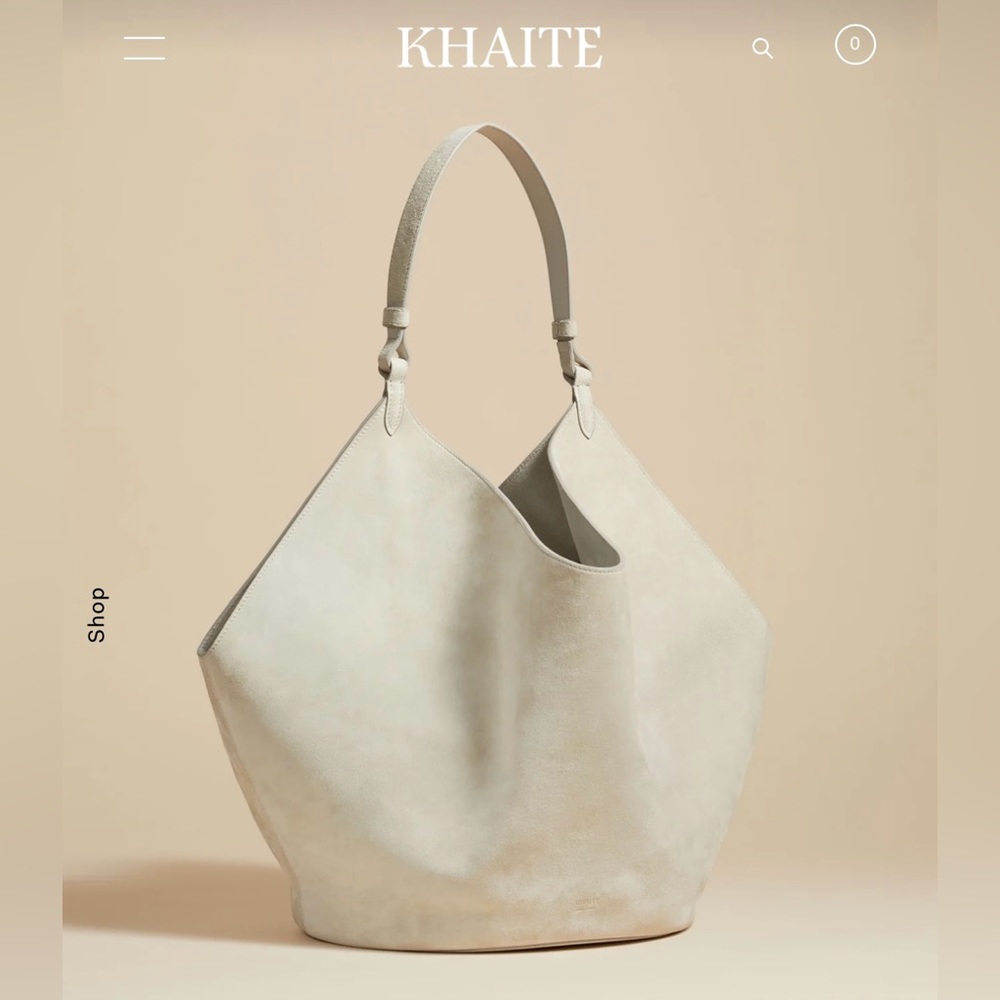 Khaite Medium Lotus in Grey Suede